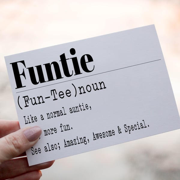Funtie Auntie Birthday Card, Card for Auntie, Special Funtie Birthday Card