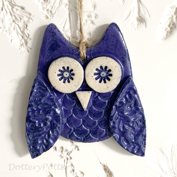 Ceramic owl hanging decoration Pottery owl ceramic bird 
