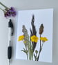 Handmade Real Pressed Flower Greeting card, Buttercups and, Grasses Birthday 01 - Image 1
