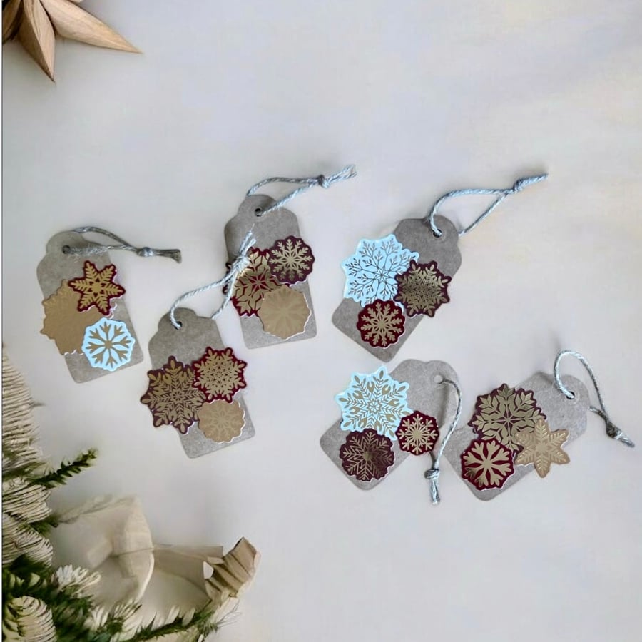 Set of Six Snowflake Christmas Gift Tags