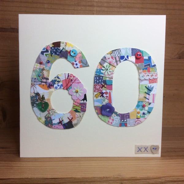 60th patchwork birthday card