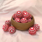 Handmade Red and White Glitter Crochet Christmas Home Decoration Baubles
