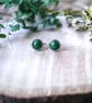 Green Sparkly Hypoallergenic Silver Stud Earrings - Image 1