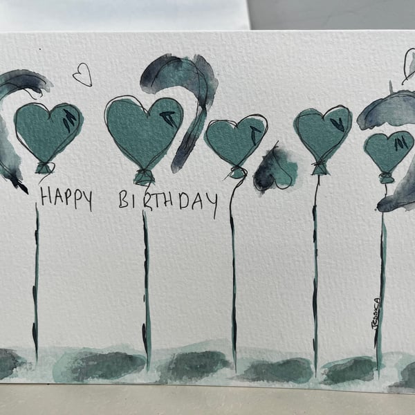 Heart balloons happy birthday