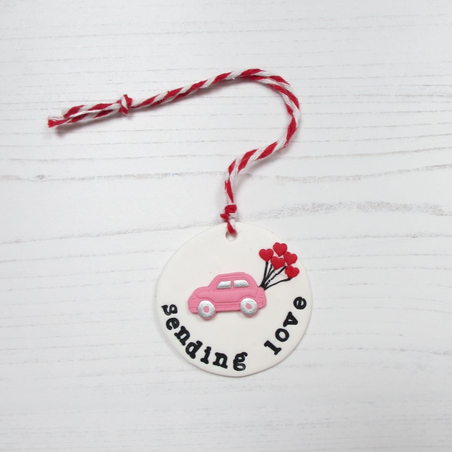 Sending love car and balloons hanging decoration OR Magnet, Valentine's gift