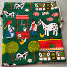 Large drawstring bag handmade in Farm and Animal Fabric
