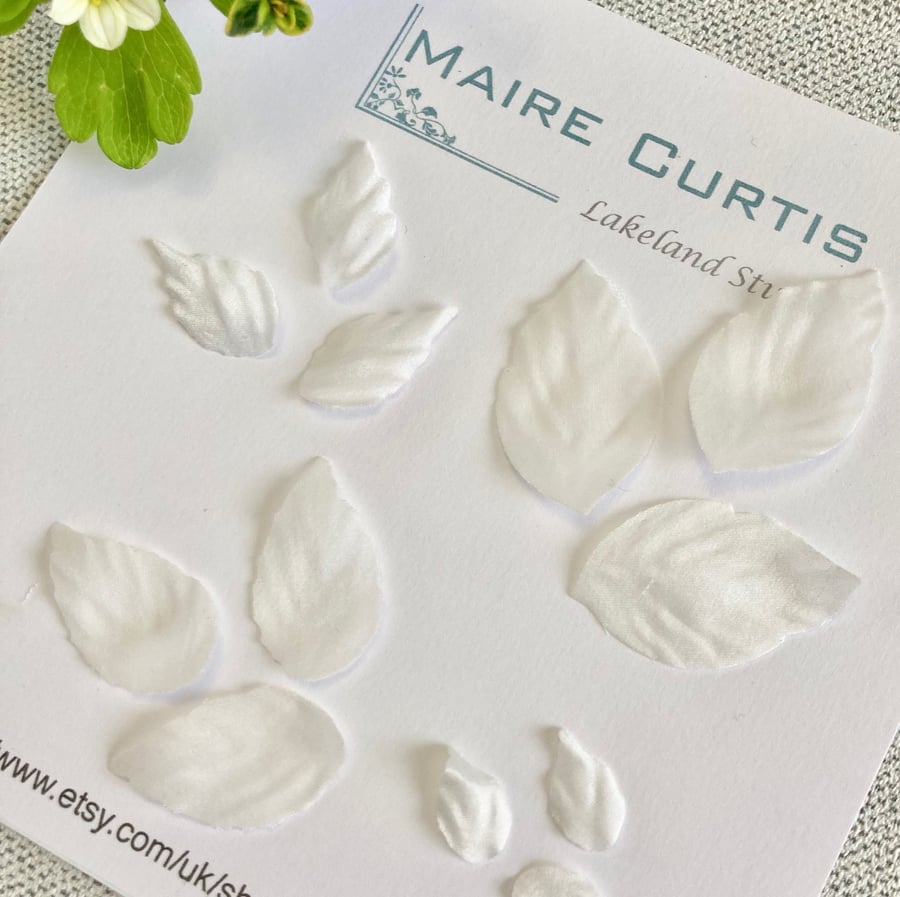Hand Crafted Ivory Silk Satin Leaves