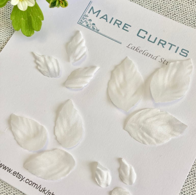 Hand Crafted Ivory Silk Satin Leaves