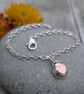 Sterling Silver Bracelet with Silver Pebble and Copper Heart Charm - JBJ5019