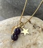 Nature Inspired Amethyst Necklace, Gold Filled Ball Chain, Purple  and Gold 