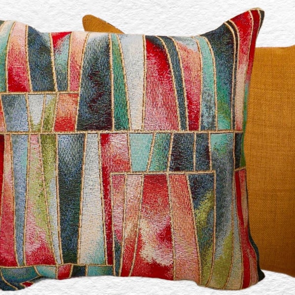 Scatter Cushion: Tapestry Shards design Gold reverse 17” (43cm)