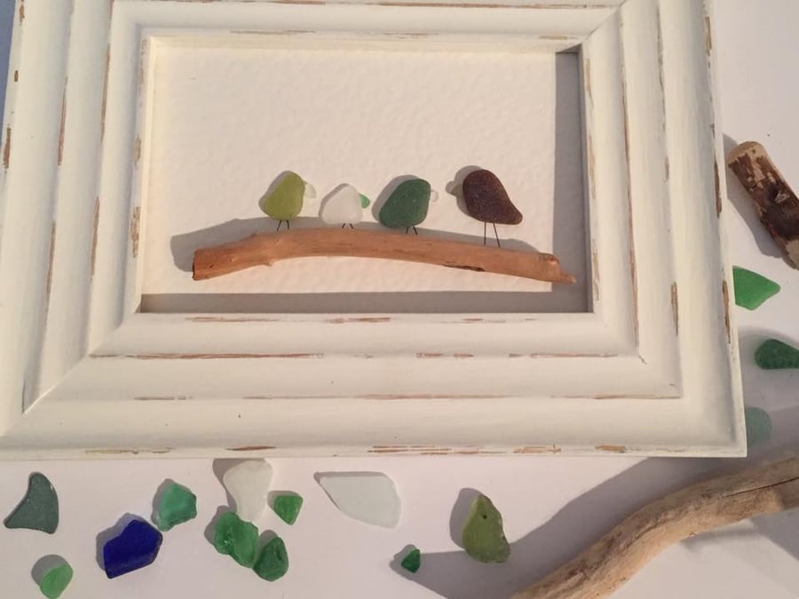 Sea glass and Driftwood Picture