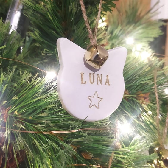 Custom Cat Christmas Tree Decoration, Personalised Pet lovers Xmas Gift,