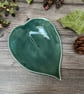 Handmade Ceramic Leaf Dish in Rich Green