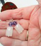 Rose Quartz Rectangle and Purple Crystal Sterling Silver Earrings, Gift for Her - Image 4
