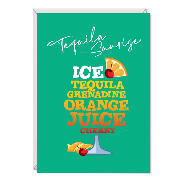 Tequila Sunrise Cocktail Birthday Card