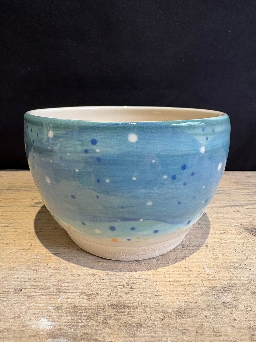 Stoneware spotty blue bowl