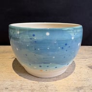 Stoneware spotty blue bowl