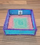 Desk tray for small items - rainbow colours with purple edging and diamond motif - Image 1