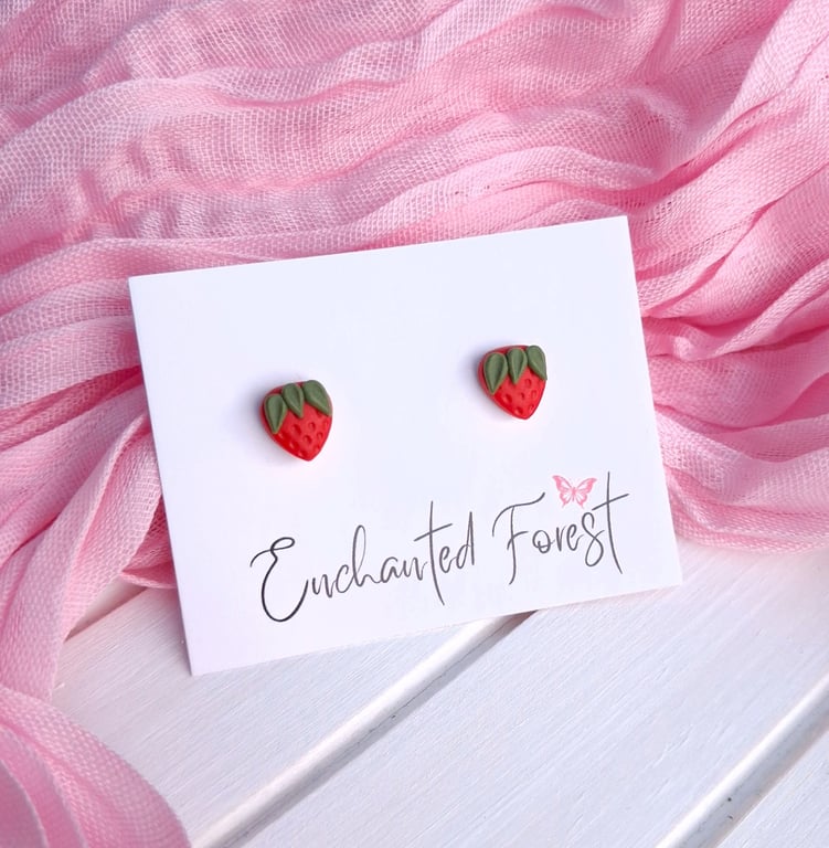 Mini Strawberry Stud Earrings, Cottagecore Jewellery, Accessories & Gifts