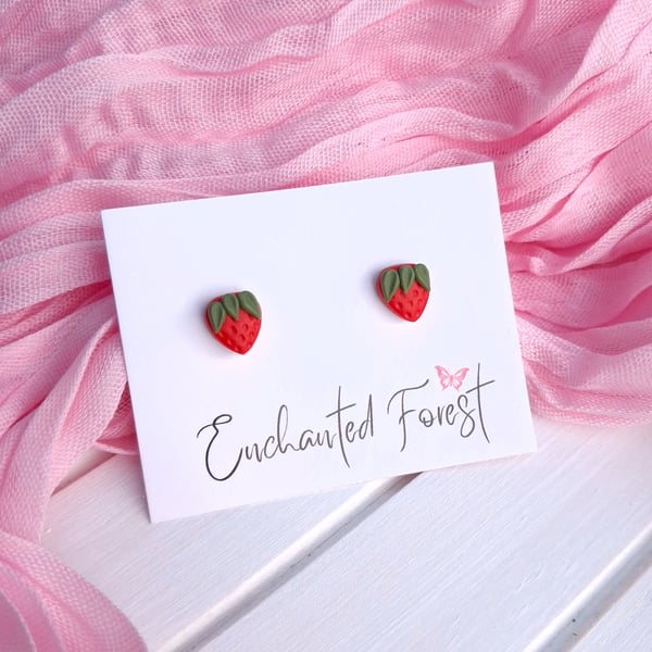 Mini Strawberry Stud Earrings, Cottagecore Jewellery, Accessories & Gifts