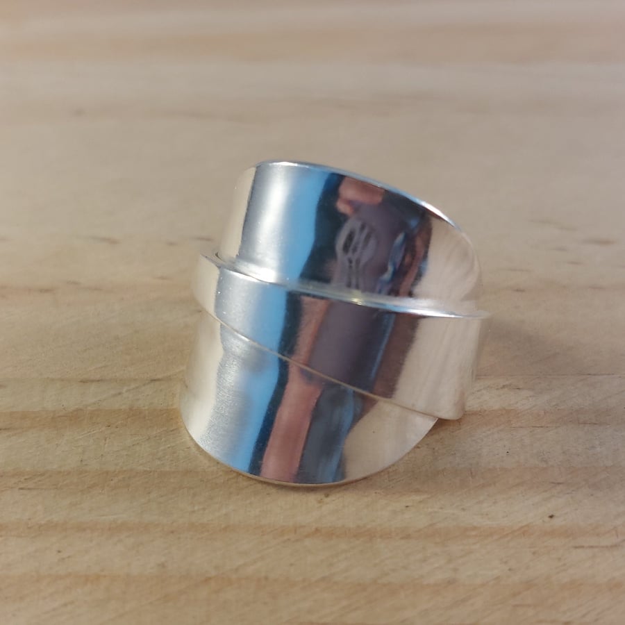 Upcycled Sterling Silver Twist Spoon Saddle or Wrap Ring (SKU130625)