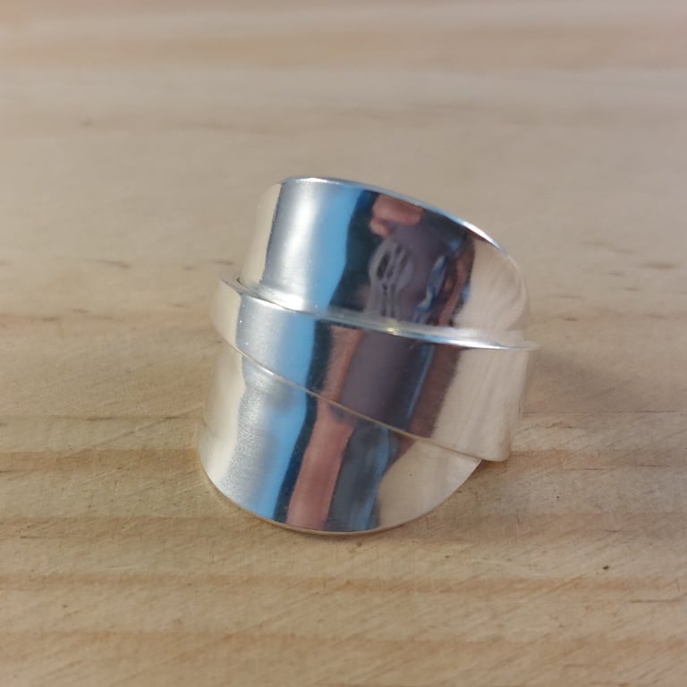 Upcycled Sterling Silver Twist Spoon Saddle or Wrap Ring (SKU130625)