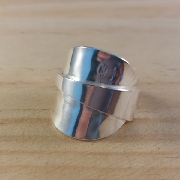 Upcycled Sterling Silver Twist Spoon Saddle or Wrap Ring (SKU130625)