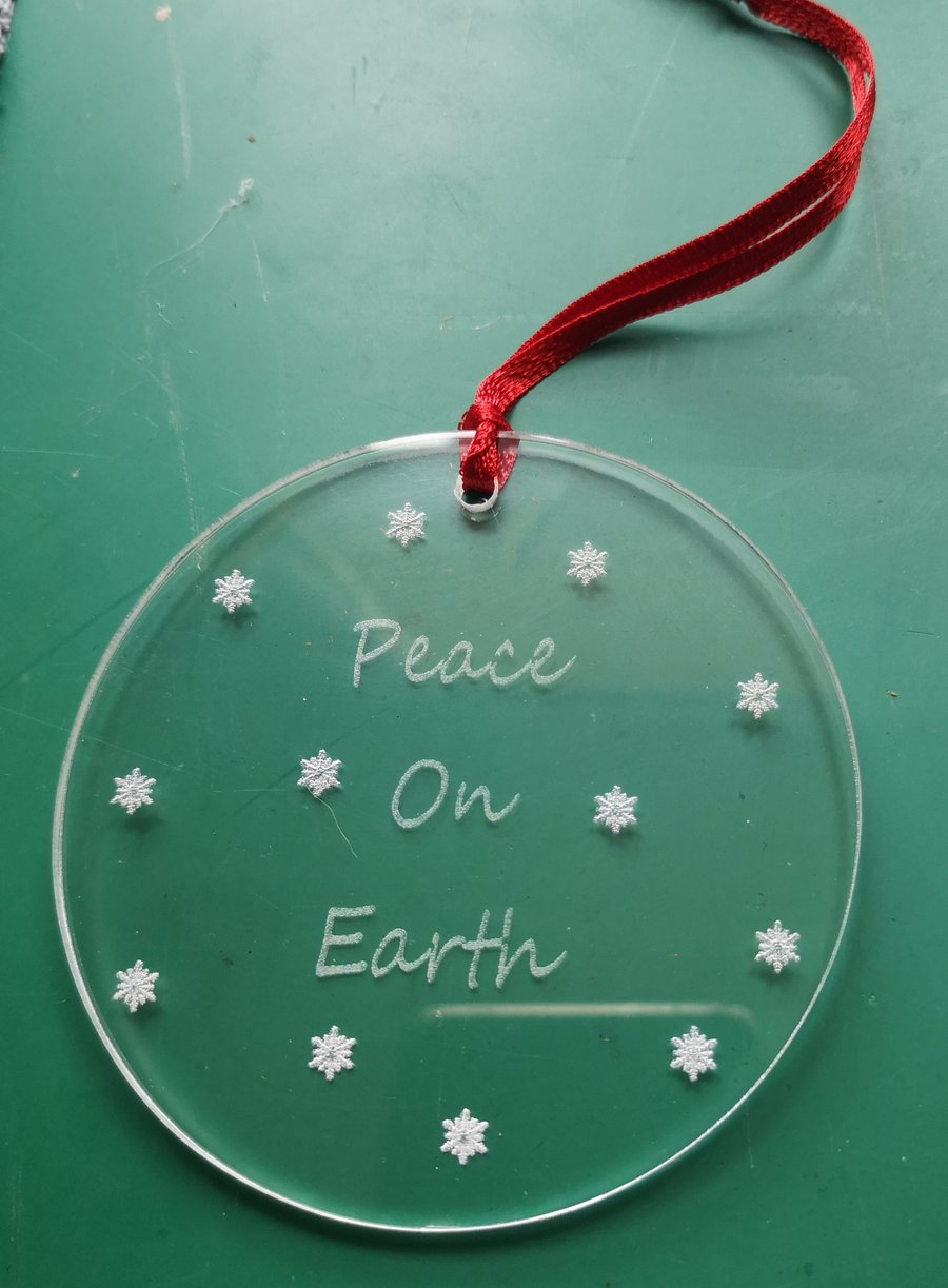 Acrylic Peace on Earth Christmas Decoration 