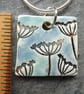 Handmade Ceramic Cow Parsley pendant in turquoise and blue - Image 4