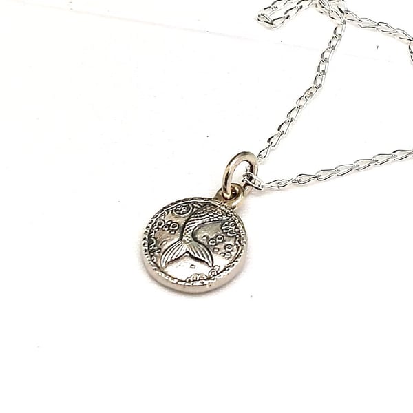 Silver mermaid money coin pendant 