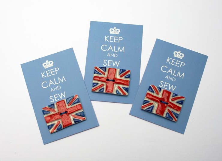 Handmade Union jack buttons - Keep calm - Briti... - Folksy