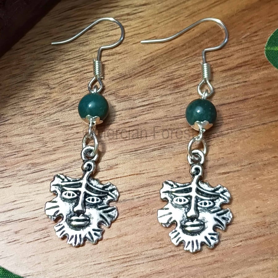 Green Man Earrings Handmade Pagan Jewellery Greenman Wiccan Witch Pagan God