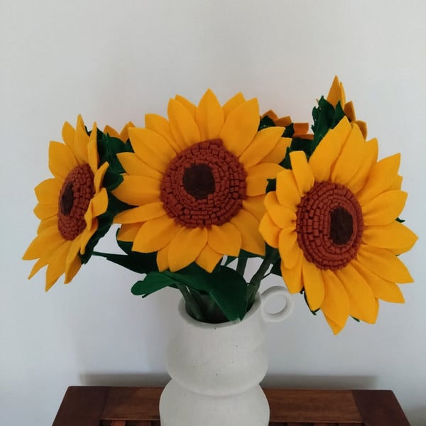 Handmade Felt Sunflower - sunshine for your home