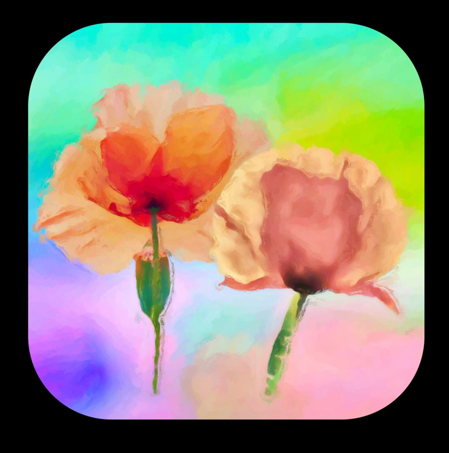 Poppy, Spring Flower Coaster; Delicate Colours, 9 cm x 9 cm