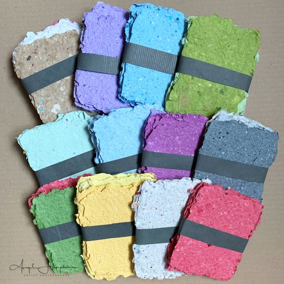 10 Pack Recycled Hand Made Paper - small