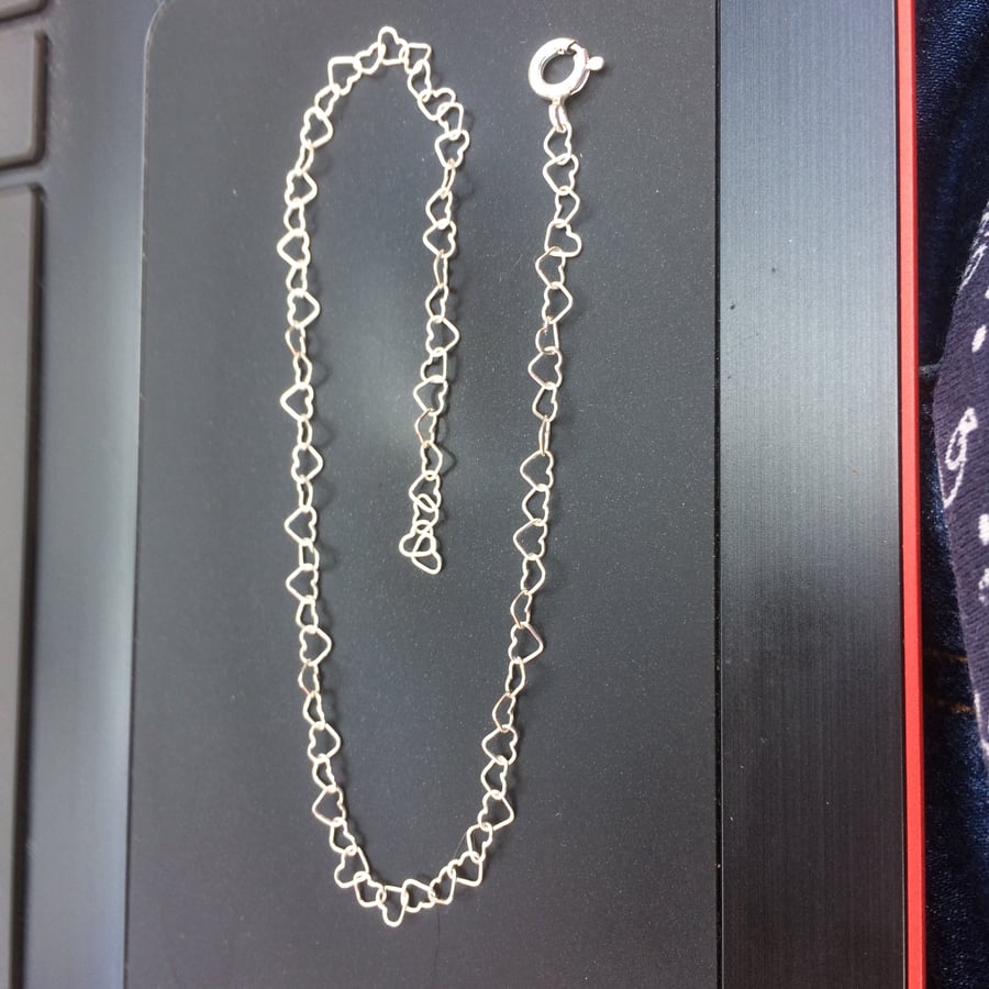Sterling silver heart Anklet reserved