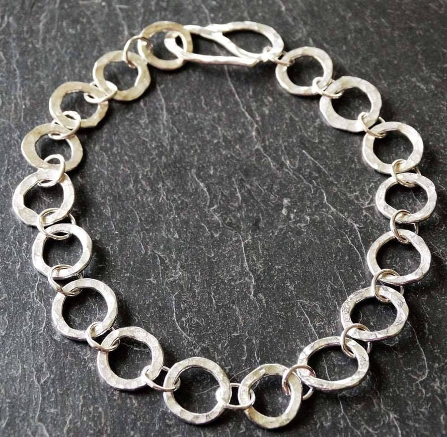 Silver links bracelet - silver chain bracelet - chain and link bracelet - eco-si
