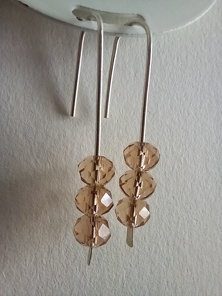 Recycled Sterling Silver And Glass Faceted Drop Earrings 