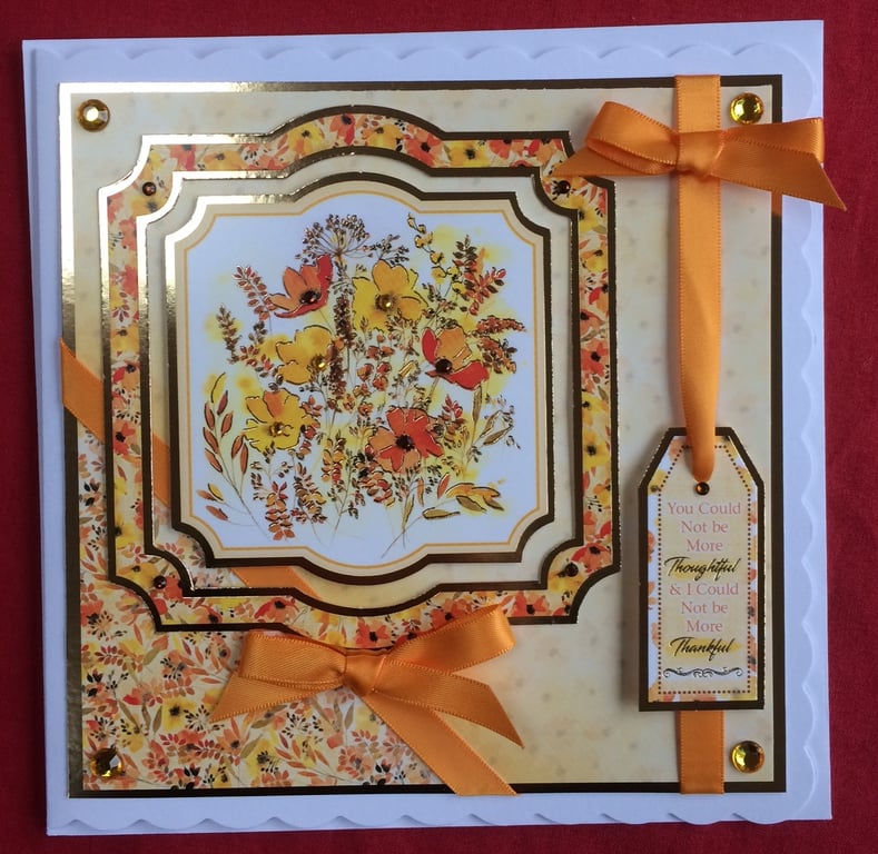 Poppy Card Thoughtful Thank You Thankful Poppies 3D Luxury Handmade Card