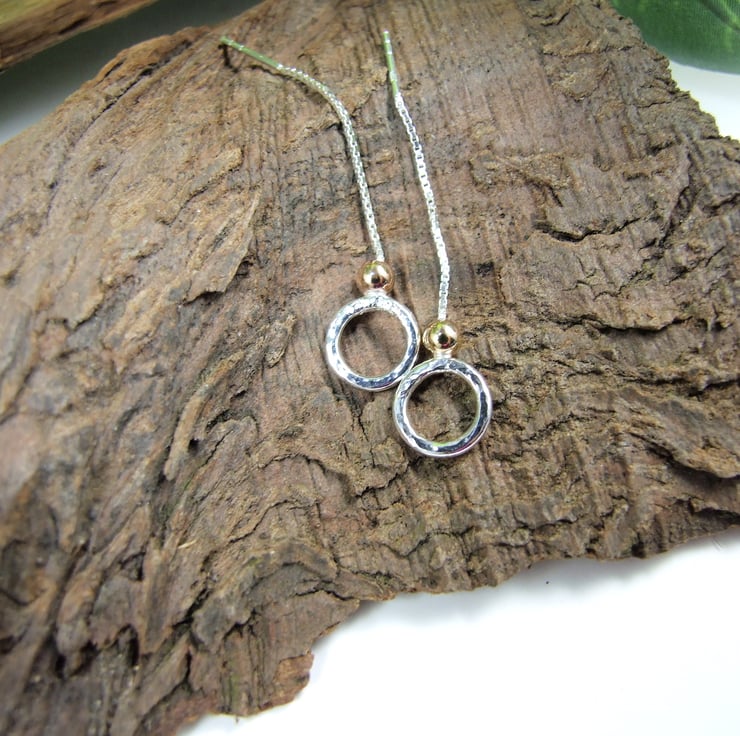 Sterling Silver Circle Earrings. Thread Through... - Folksy