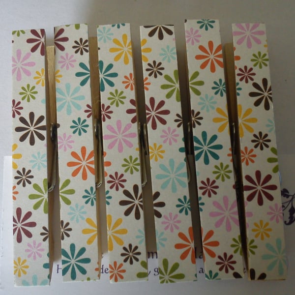 Retro Colour Flower magnetic pegs fridge magnets memo peg