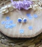 Real Forget-Me-Not and Resin Stainless Steel Stud Earrings - Image 3
