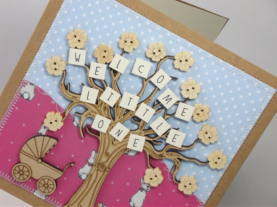 Welcome Little one Fabric New Baby card