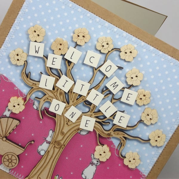 Welcome Little one Fabric New Baby card