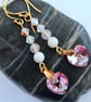 Pink Crystal Heart Earrings With Rose Quartz & Shell - Bridesmaid Gift, Birthday - Image 3