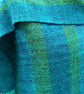 Handwoven Wool & Bamboo Scarf – Teal & Green - Image 4