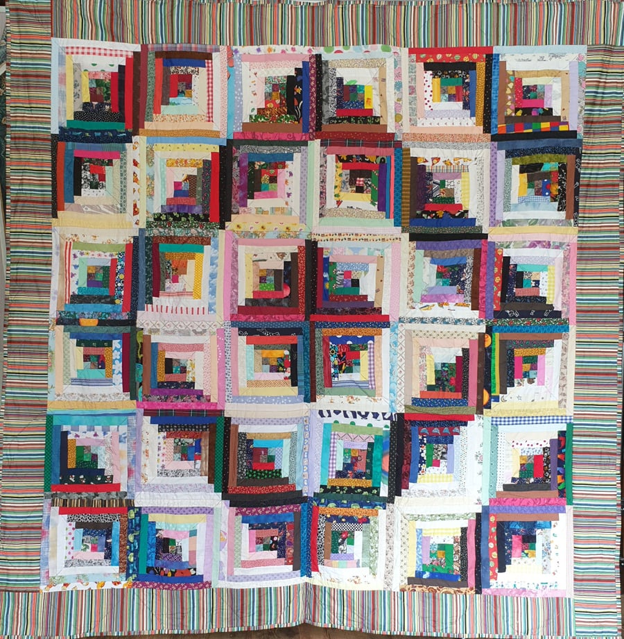 Double hand made patch work bed quilt 