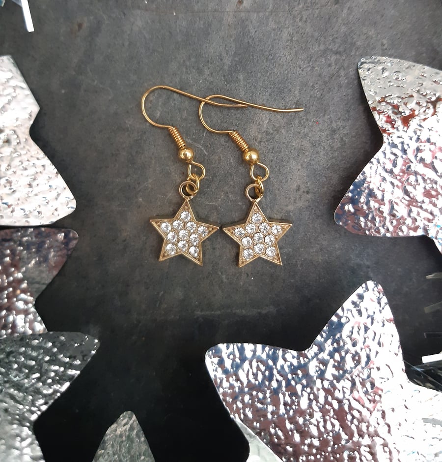 Gold Plated Star Earrings 