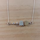 Sterling Silver and Brass Pac Man Inspired Necklace